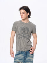 Men’s Striped Skull Print T-Shirt