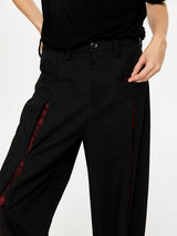 Oil-Lined Color Block Straight Equestrian Pants