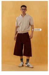 Men's Red Khaki Loose Vintage Shorts