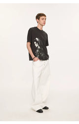 Geisha Print Casual Boxy Tee