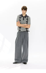 Men's Summer Contrast Diamond Knit Polo