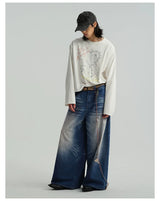 Icy Blue Vintage Coated Baggy Jeans