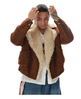 Vintage Lamb Lapel Moto Puffer Coat