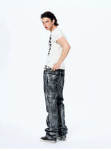 Men's Heavy Silver Straight Leg Jeans