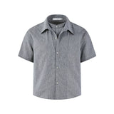 Men's Double-layered Short-sleeved Plaid Linen Shirt