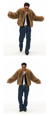 Men's Winter Cropped Long Fur Coat