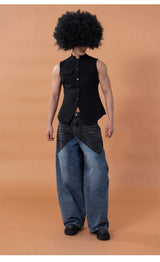 Men's Blue Wide Leg Distressed Jeans