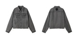Men's Washed Frayed Collared Denim Jacket