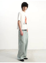 Light Blue Slub Straight Denim Jeans