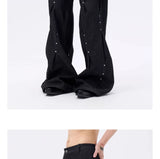 Pleated Wide Leg Raw Denim Jeans