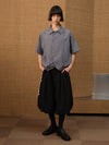 Dark Blue Striped Ruched Shirt