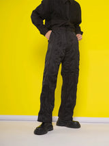 Black Khaki Pleated Wide Leg Pants