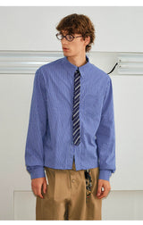 Plaid Tie Patchwork Long Sleeve Shirt