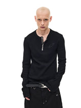 Waffle Long Sleeve Henley Tee