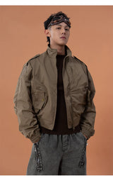 Army Green Unisex Cropped Flight Jacket