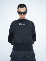 Men's Black Rhinestone Devil Wing Sweatshirt