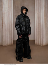 American Fur-lined Hooded Leather Biker Jacket