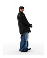 Warm Black Leather Earflap Baseball Cap
