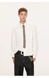 Plaid Tie Patchwork Long Sleeve Shirt