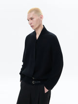 Loose Cross Buckle Strap Knit Sweater