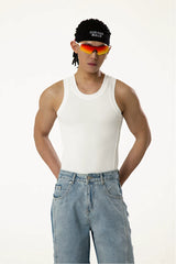 Men's Slim Ribbed Knit Workout Tank