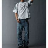 Two-Tone Washed Mesh Patchwork Tee