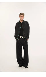 Lyocell Double-breasted Loose Straight Casual Pants