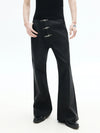 Asymmetrical Flare Waxed Jeans