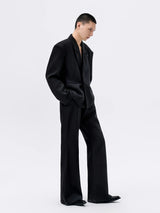 Black Herringbone Slim Flared Casual Pants