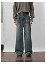 Distressed Whiskered Straight Leg Jeans