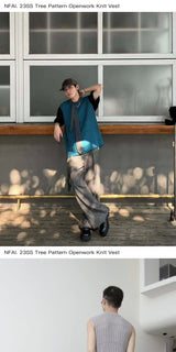 Assorted Colors Tree Cutout Knit Vest