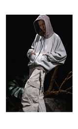 Batwing Sleeve Paneled Zip Knit Sweatshirt