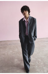 Merino Wool Casual Pleated Straight Pants