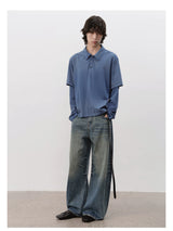 Faded Washed Two-Piece Long Sleeve Polo