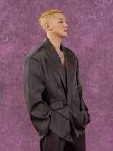 Men's Loose Vintage Satin Blazer