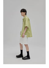 Short Sleeve Square Neck Cotton Shirt