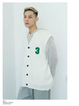 Men's Black-White Number Embroidered Knit Vest