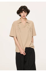 Embroidered Seagull V-neck Polo Shirts