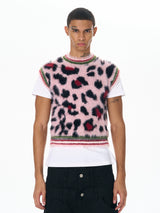 Men's Pink Leopard Print Fuzzy Vest