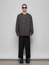 Striped Raw Edge Long Sleeve Tee