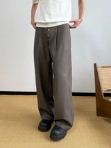 Nut Brown Pleated Straight Pants