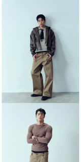 Colorblock Khaki Wide Leg Pants