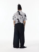 Sketch Print Hawaiian Cuban Collar Shirt