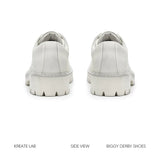 Distressed White Suede Platform Derby Shoes