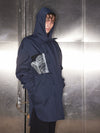 Loose Cutout Detachable Hooded Printed Shirt