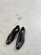 Pointed Toe Pleated Leather Derby Shoes