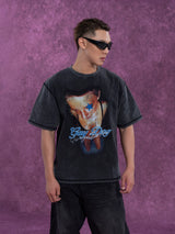 Gray Distressed Rhinestone Print Men's Tee