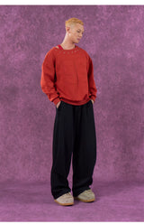 Gray Black Elastic Waist Sweatpants