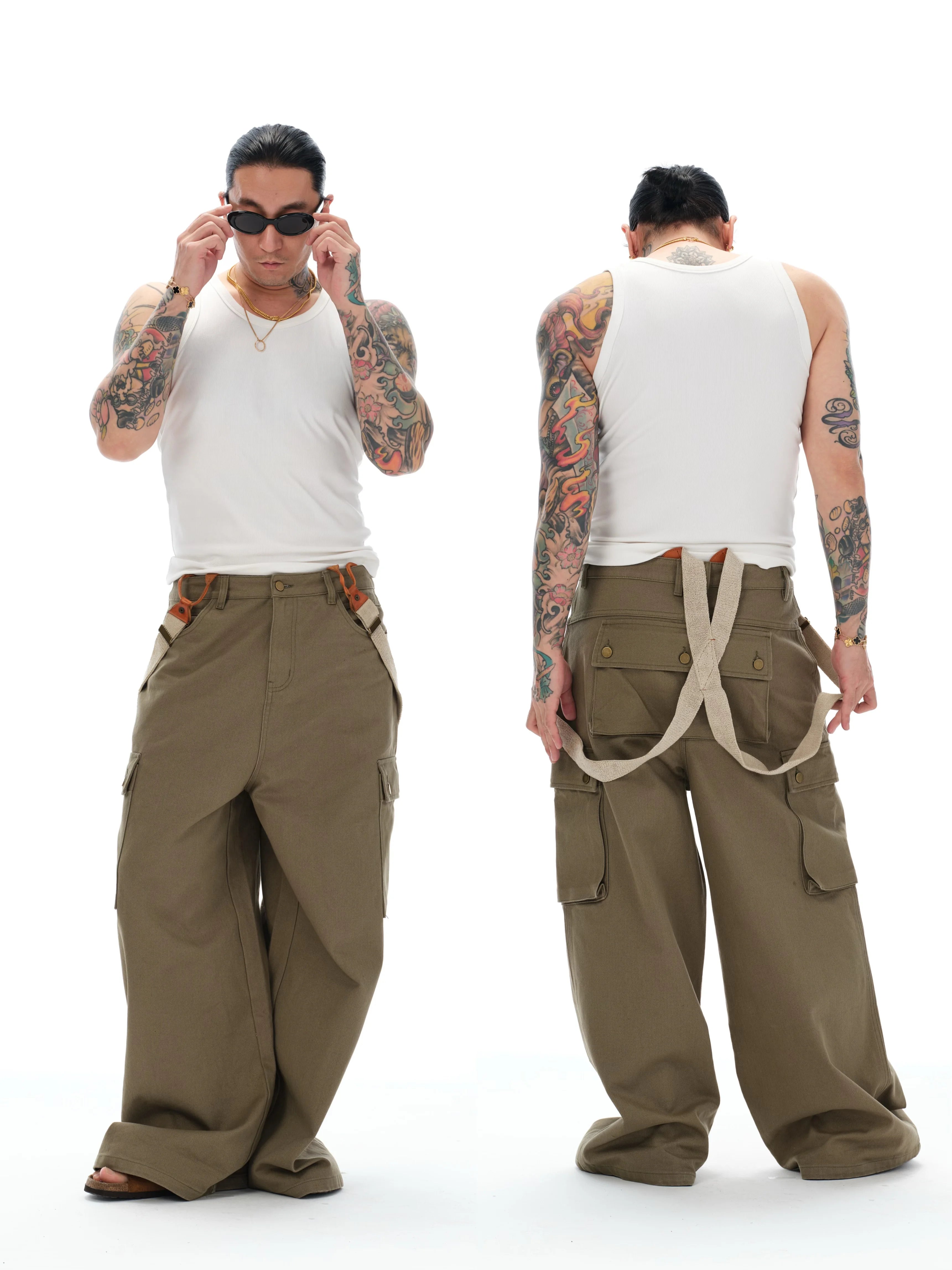 Men's Loose Multi-pocket Flare Cargo Pants