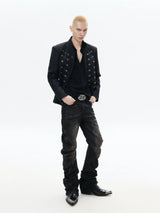 Black Napoleon Style Casual Double-breasted Jacket